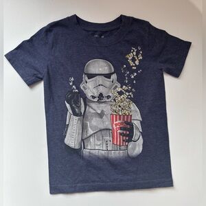 GAP Kids Blue Short Sleeve Tee with Stormtrooper Eating Popcorn Size XS